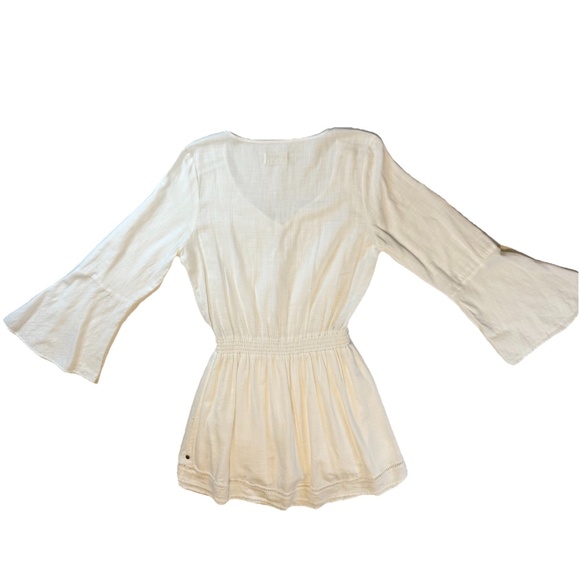 The Normal Brand Size S White Bell Sleeve Mini Dress Slub Twill Boho Tassel Trim - Picture 4 of 16